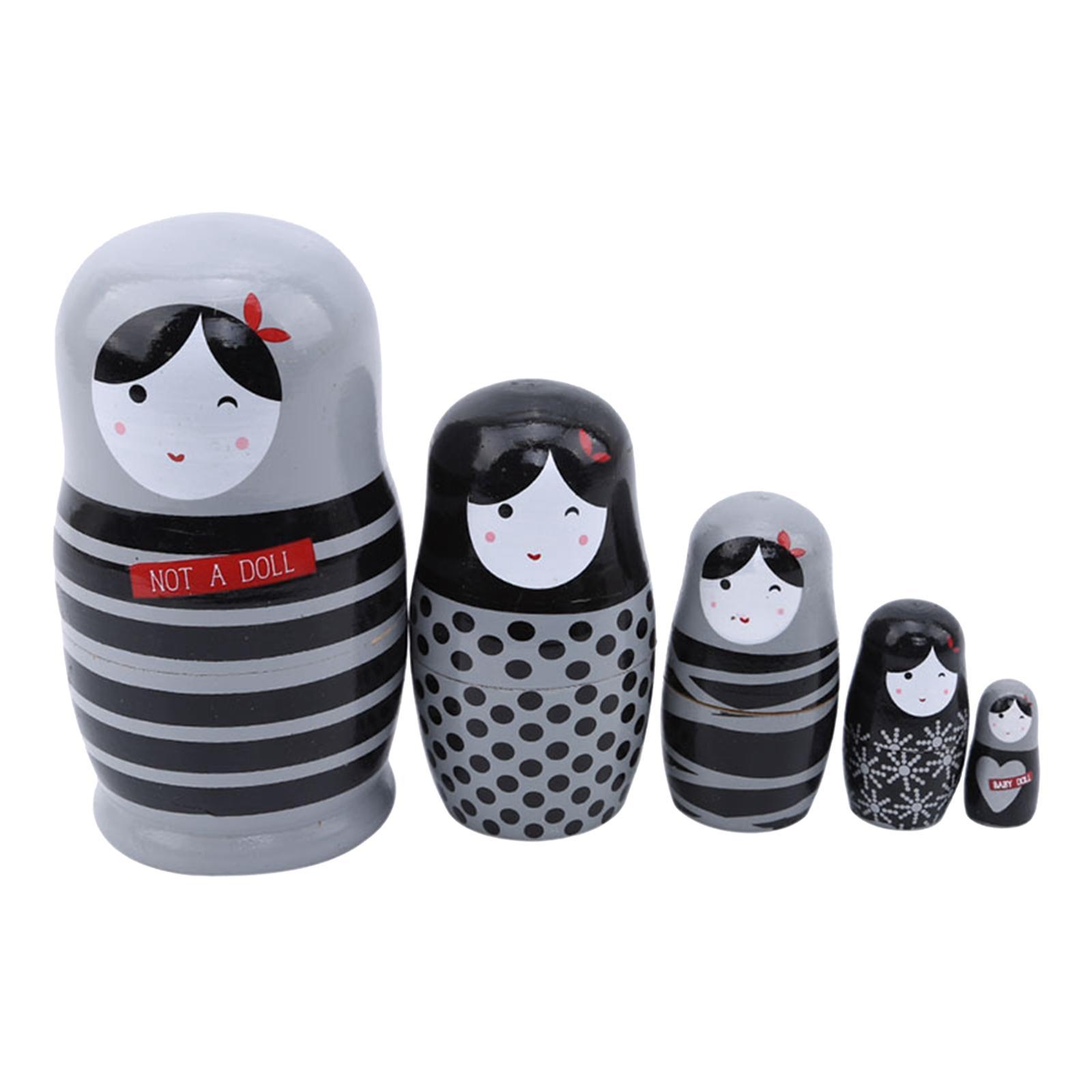 Wooden Russian Nesting Matryoshka 5 Pieces Dolls Hand Painted Craft