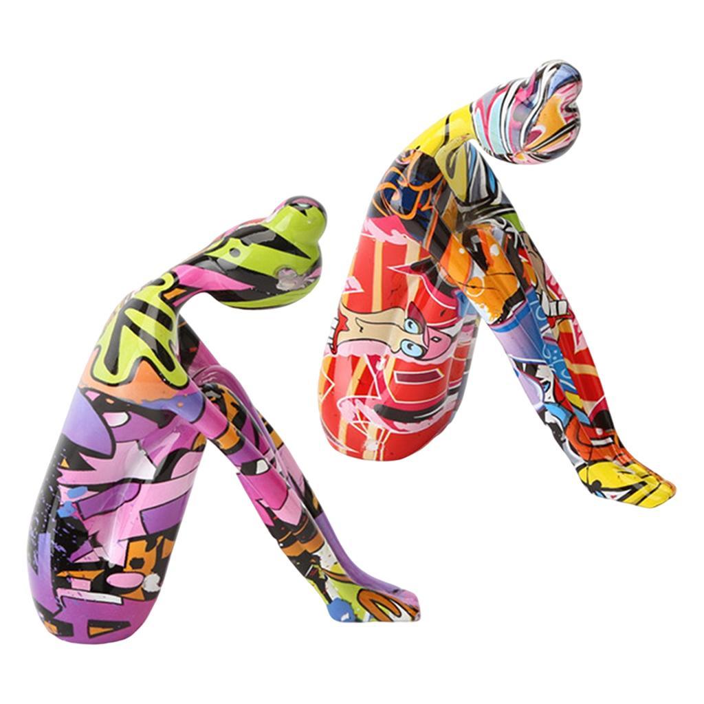 2Pcs Figurine Sculpture Statue Bedroom TV Stand Decorative