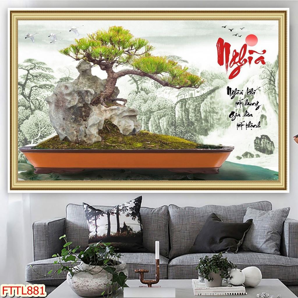 Tranh dán tường Tranh tết 2021 Tranh thư pháp Chậu Bonsai - hoa mai 19, Tranh dán tường 3d hiện đại