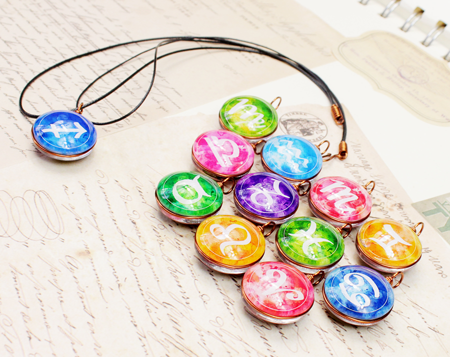 Dây chuyền 12 cung hoàng đạo Zodiac màu sắc tươi sáng siêu đẹp cho nữ 06647-DC0014