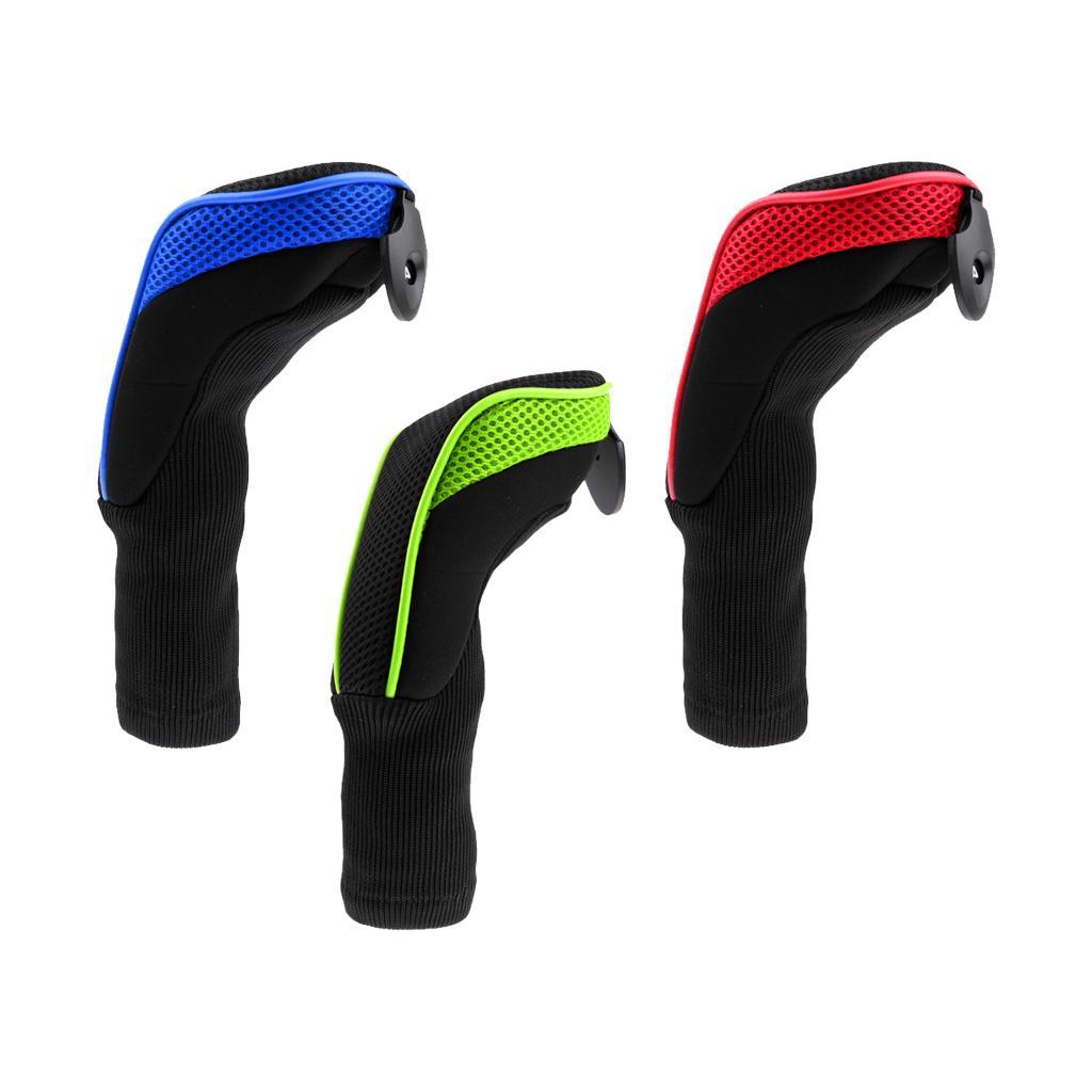 3Pcs Long Neck Headcover Golf Club Rescue Head Covers Golf Hybrid Headcovers