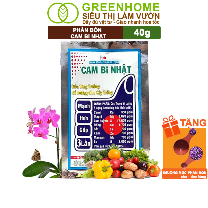 Phân Bón Lá Trung Vi Lượng CamBi Nhật, GreenHome,Gói 40Gr, Siêu Tăng Trưởng Cho Cây Trồng