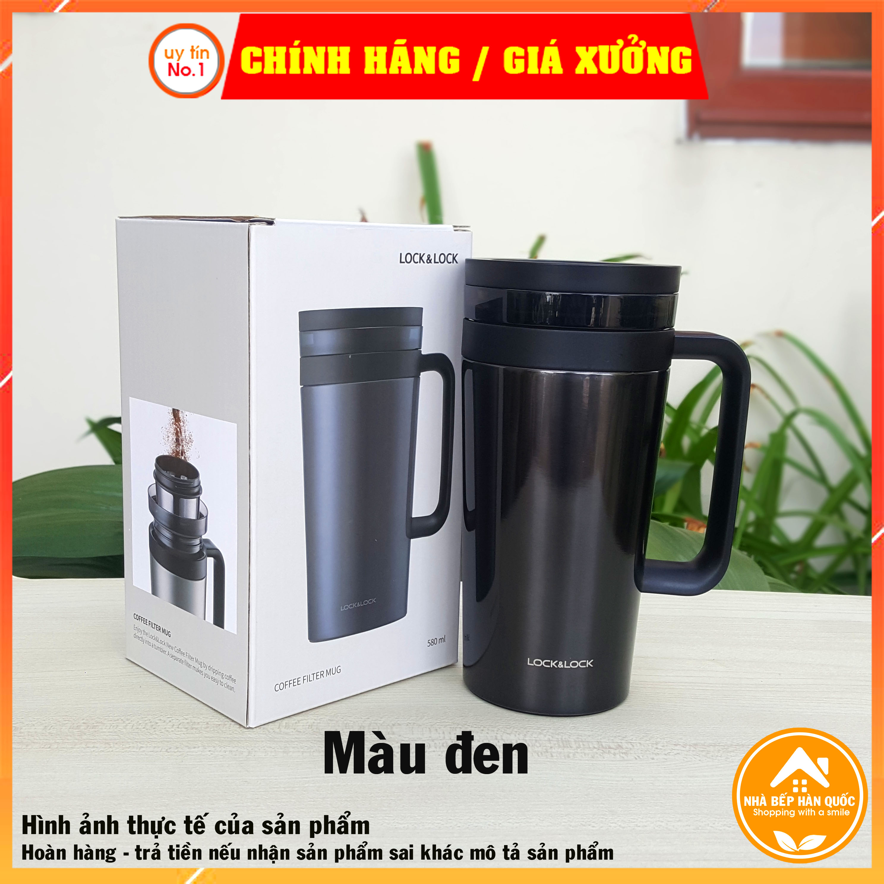 Ly giữ nhiệt có lọc bằng inox Lock&amp;Lock Coffee filter mug dung tích 580ml LHC4197