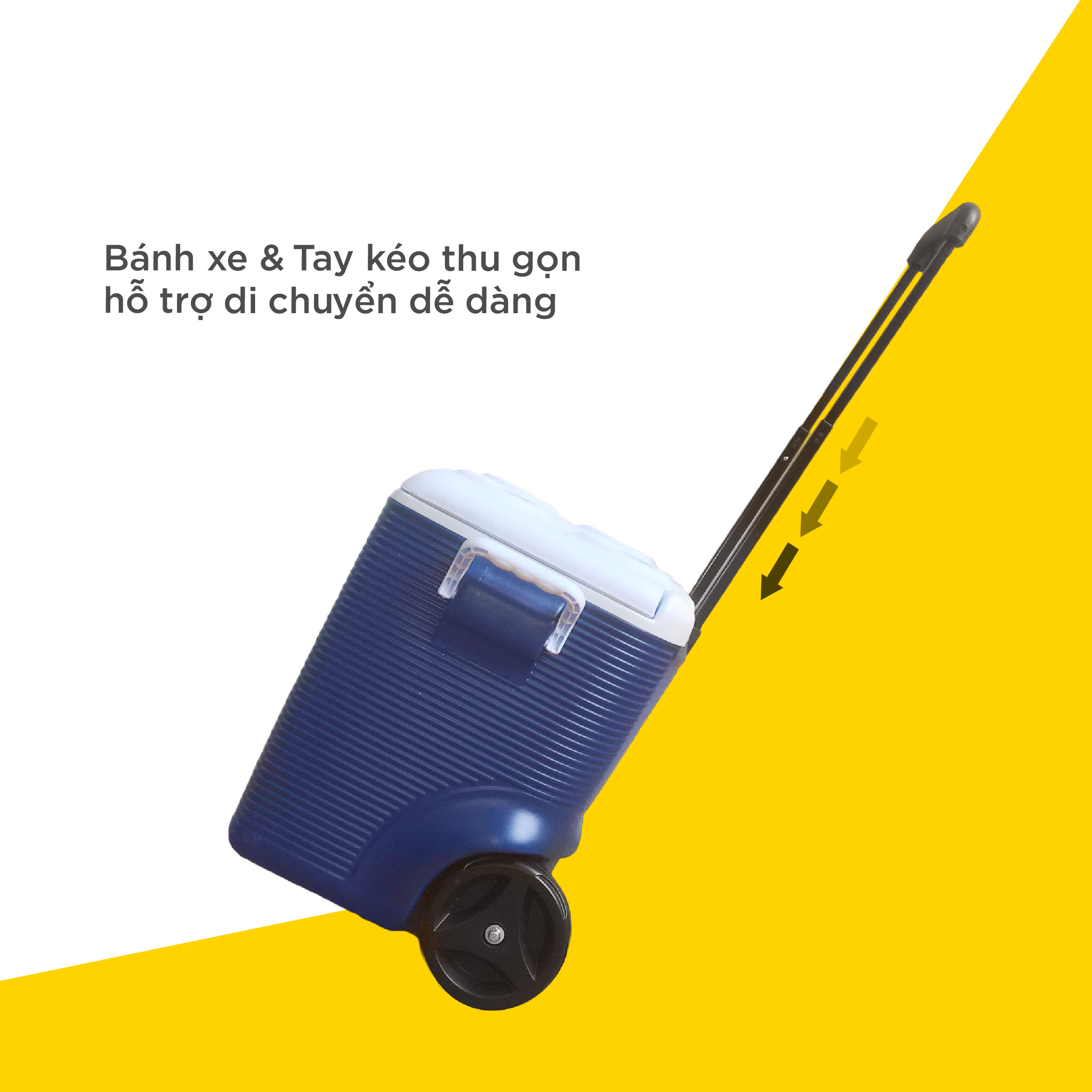 Thùng đá Rubbermaid 42,6L giữ nhiệt siêu lâu, có bánh xe to và tay kéo vali tiện lợi | SAOVIETCO | FG2A9102MODBL