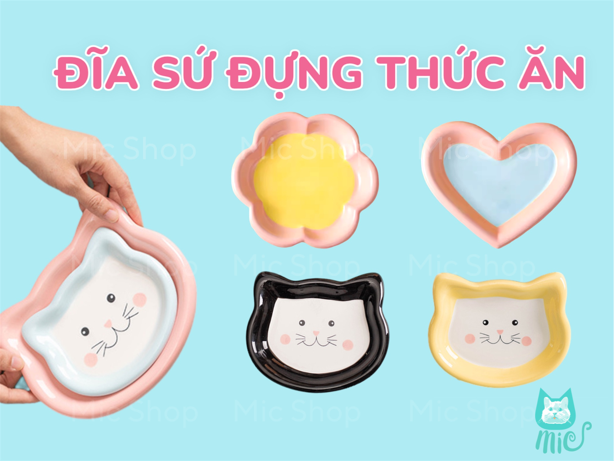 Đĩa sứ cao cấp cho chó mèo, bát ăn cho thú cưng