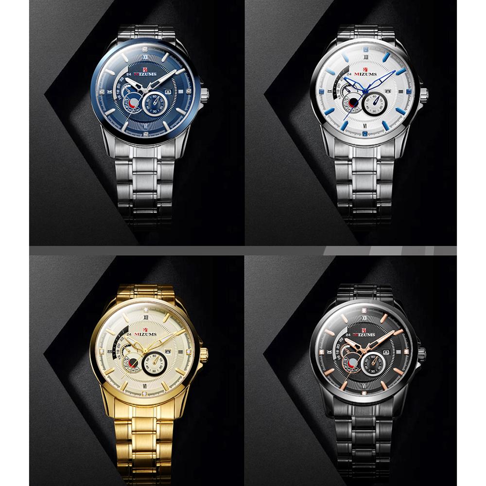 Đồng hồ đeo tay nam bằng thép không gỉ thạch anh chống thấm nước MIZUMS
