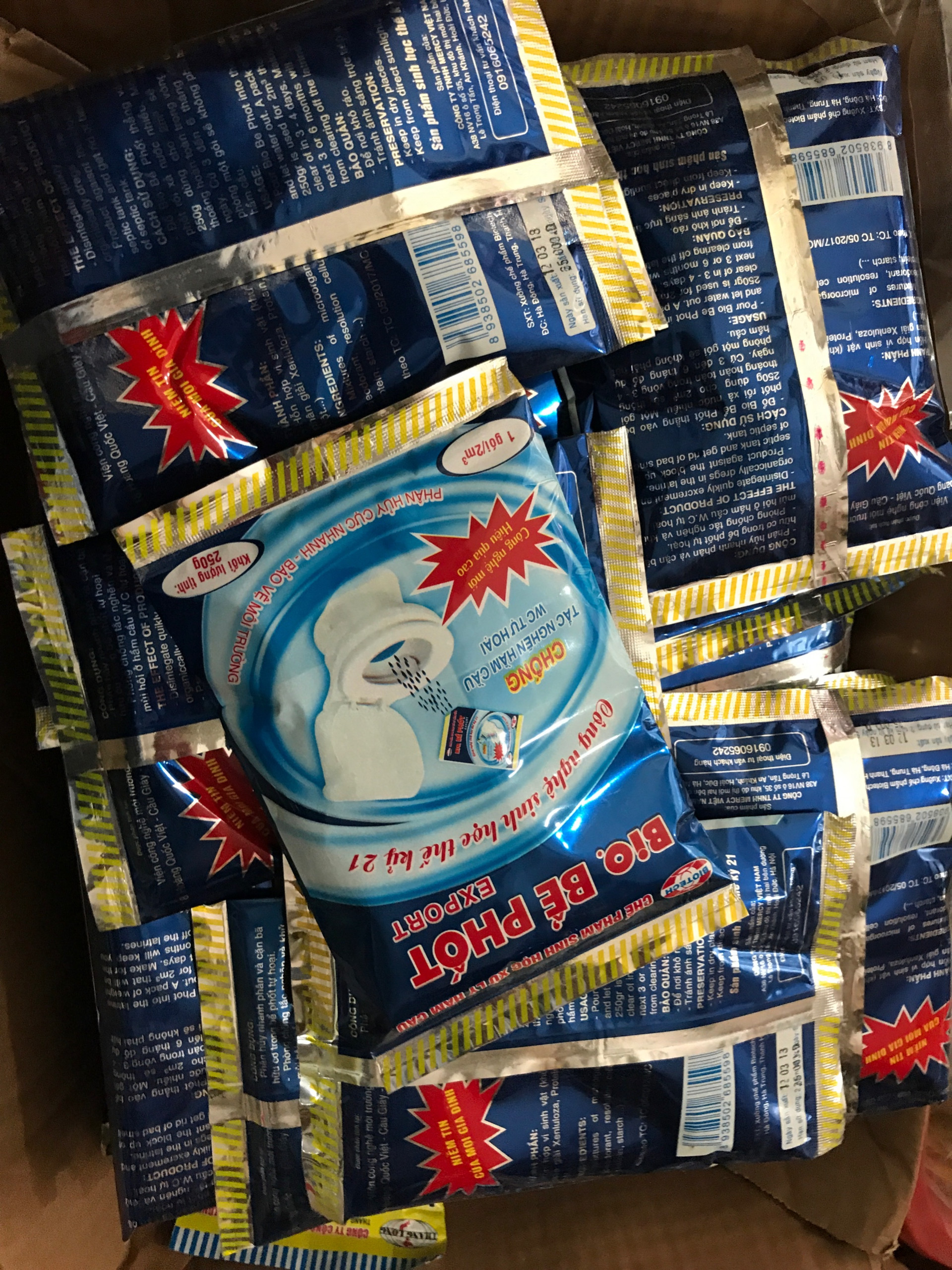 Túi thông bể phốt, tiêu khử bồn cầu , thông tắc cống 250g