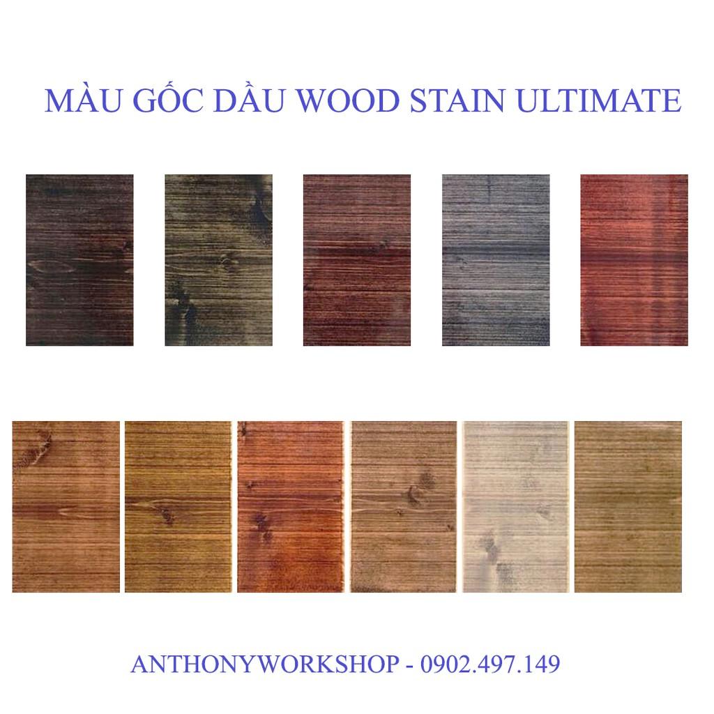 12 mã màu sơn lau gỗ gốc dầu wood stain ultimate creative life lon 800g
