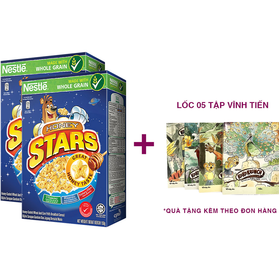 Combo 2 hộp ngũ cốc ăn sáng Honey Stars (Hộp 150g) [Tặng lốc 5 tập Vĩnh Tiến]