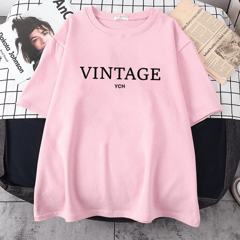 Áo Thun Nữ Unisex Tay Lỡ In Chữ VINTAGE YCH ATN6742 - J.A Shop