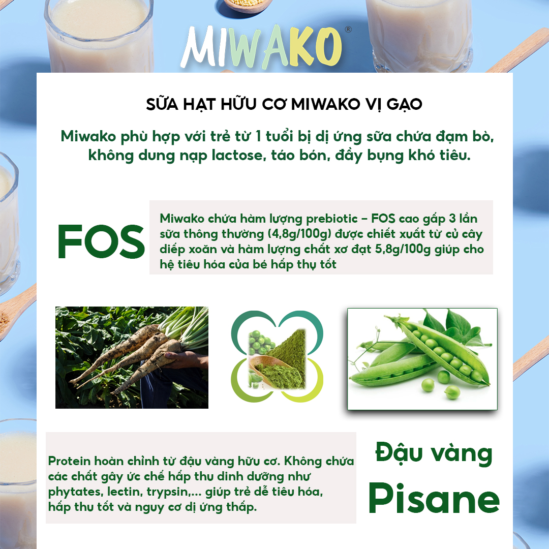 Combo 2 Hộp Sữa Hạt Miwako Vị Gạo Hộp 700g Malaysia, Sữa Thực Vật Hữu Cơ Dành Cho Bé Từ 1 Tuổi Dị Ứng Đạm Bò, Giảm Táo Bón