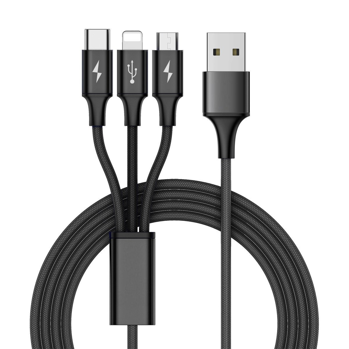 Dây cáp sạc nhanh 3 in 1 Lightning, Type-C, Micro USB dài 120cm hiệu XUNDD XDDC-001 cho điện thoại máy tính bảng (sạc nhanh 3A, sạc cùng lúc 3 thiết bị, chip sạc thông minh) - Hàng nhập khẩu