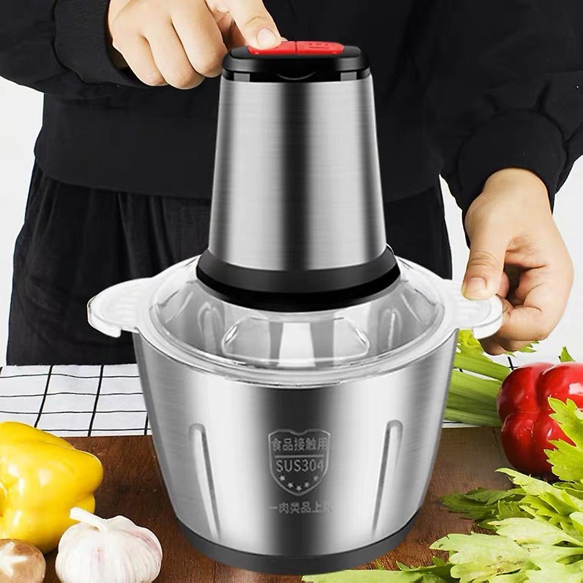 Máy Xay Thịt Cá Đa Năng Cối Inox 304 4 Lưỡi Cao Cấp, Công suất 250W - Nghiền Tỏi Ớt Rau Củ - Hàng chính hãng