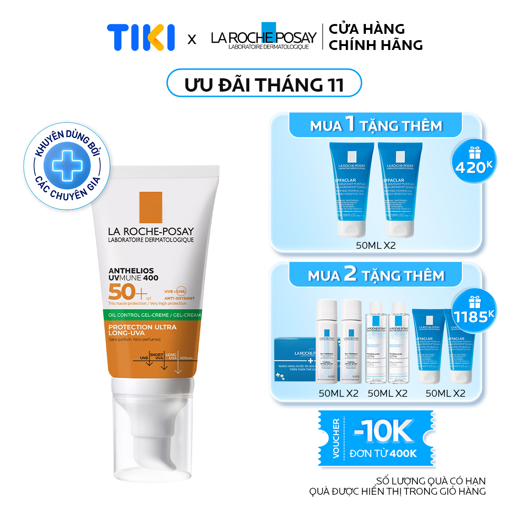Kem Chống Nắng Không Màu Kiểm Soát Dầu La Roche-Posay Anthelios XL Dry Touch Gel-Cream SPF 50+ UVB & UVA