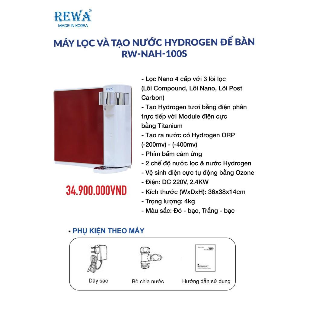 Máy lọc và tạo nước Hydrogen REWA RW-NAH-100 (thiết kế để bàn) (Hàng chính hãng)