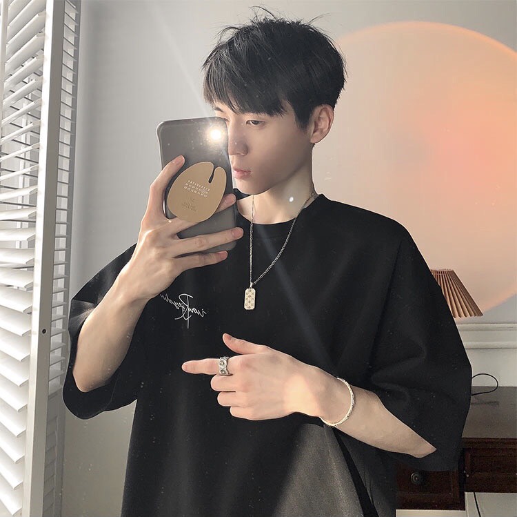 Áo phông nam nữ form rộng 2N Unisex thun cotton thêu chữ Ano màu trắng/đen/đỏ/xanh xám