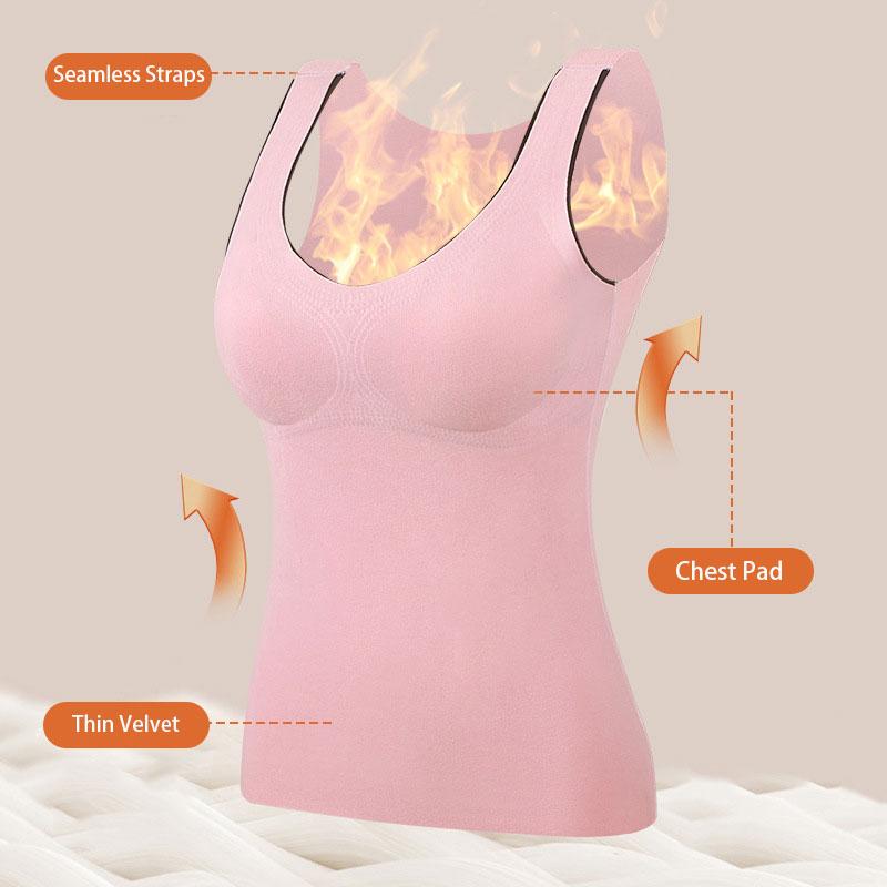 Thời Trang Áo Sinh Nhiệt Phụ Nữ Không Tay Mỏng Thun Nhung Đệm Ngực Chắc Chắn Nhiệt Vest Đầu Giữ Ấm Nhiệt Nữ Quần Lót