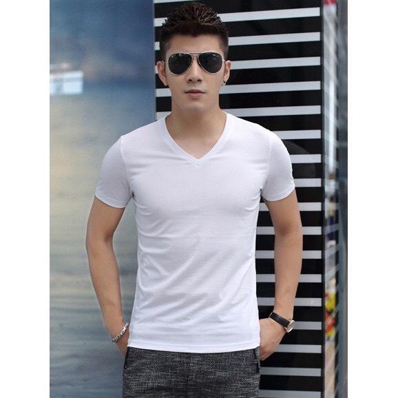 Áo Thun Cổ Tim Nam Vải Cotton Dày Đẹp Màu