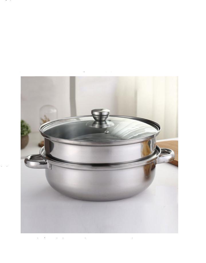 Xửng Hấp 2 Tầng Inox 304 Dùng Cho Bếp Ga, Bếp Từ (33Cm) - Hàng Loại 1