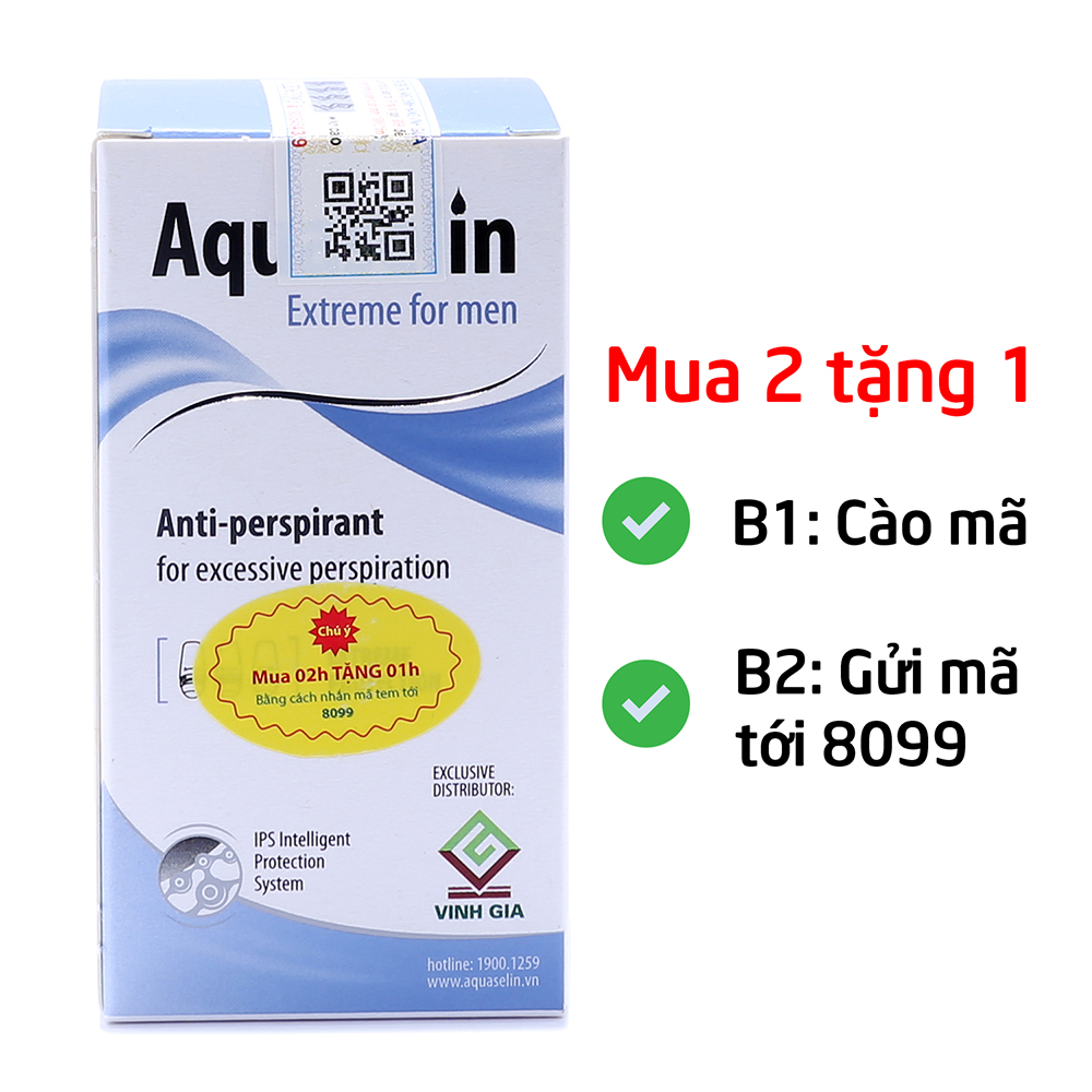 Aquaselin for men 20ml Lăn khử mùi không mùi cho nam - Dùng cho mọi loại da