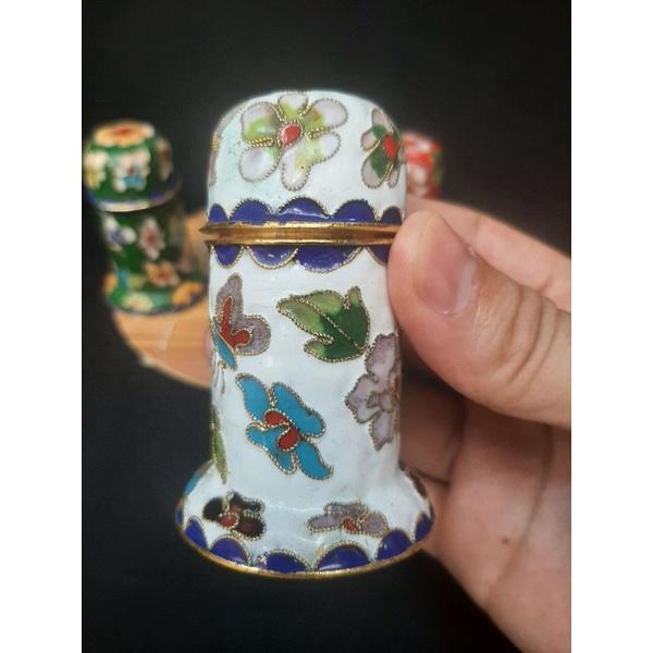 Lọ tăm pháp lam đồng, chế tác thủ công bao đẹp