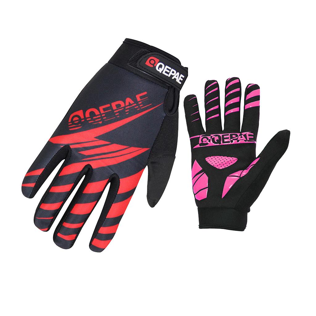 QEPAE Pair Shockproof Cycling Gloves Full Finger Gel Outdoor Sports Gloves Bike Motorcycle Hiking