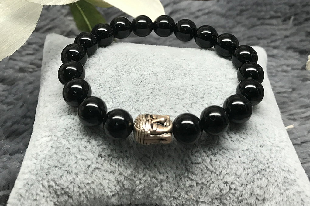 Vòng Đá Thạch Anh Tóc Đen Mix Charm Phật Bạc Ngọc Quý Gemstones TA048