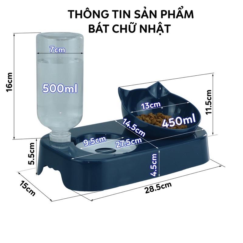 Bát ăn cho chó mèo tự động, bát ăn đôi cấp nước tự động cho thú cưng chó mèo