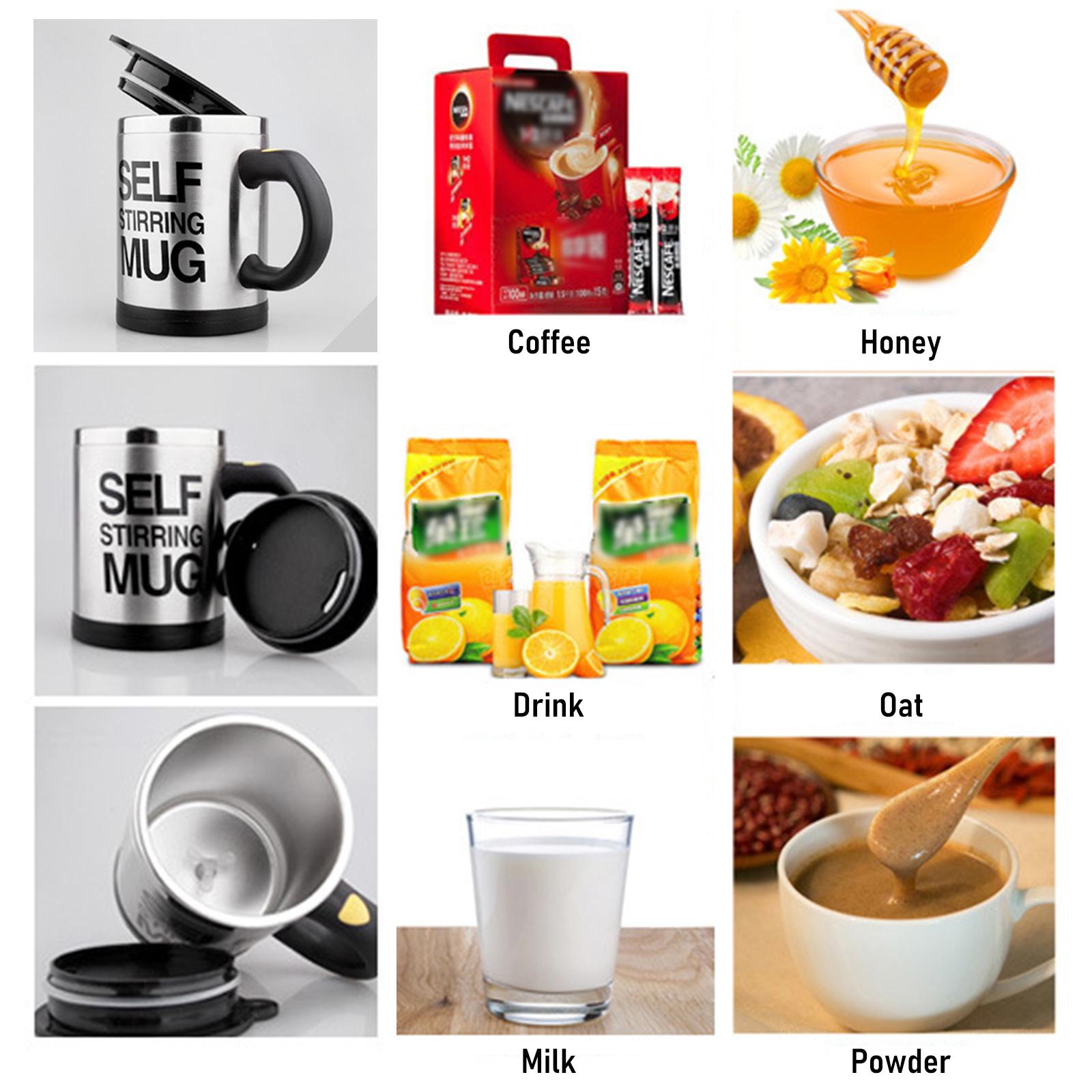Cốc Tự Khuấy Có Nắp Bằng Điện Bằng Chất Liệu Thép Không Gỉ 400Ml Self Stirring Mug