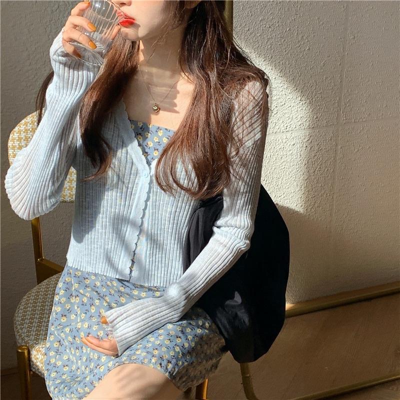 Áo Khoác Len Mỏng Màu Trơn Ulzzang