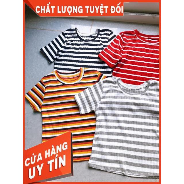 ÁO CROPTOP SỌC THUN GÂN XUẤT DƯ- ảnh thật tự chụp