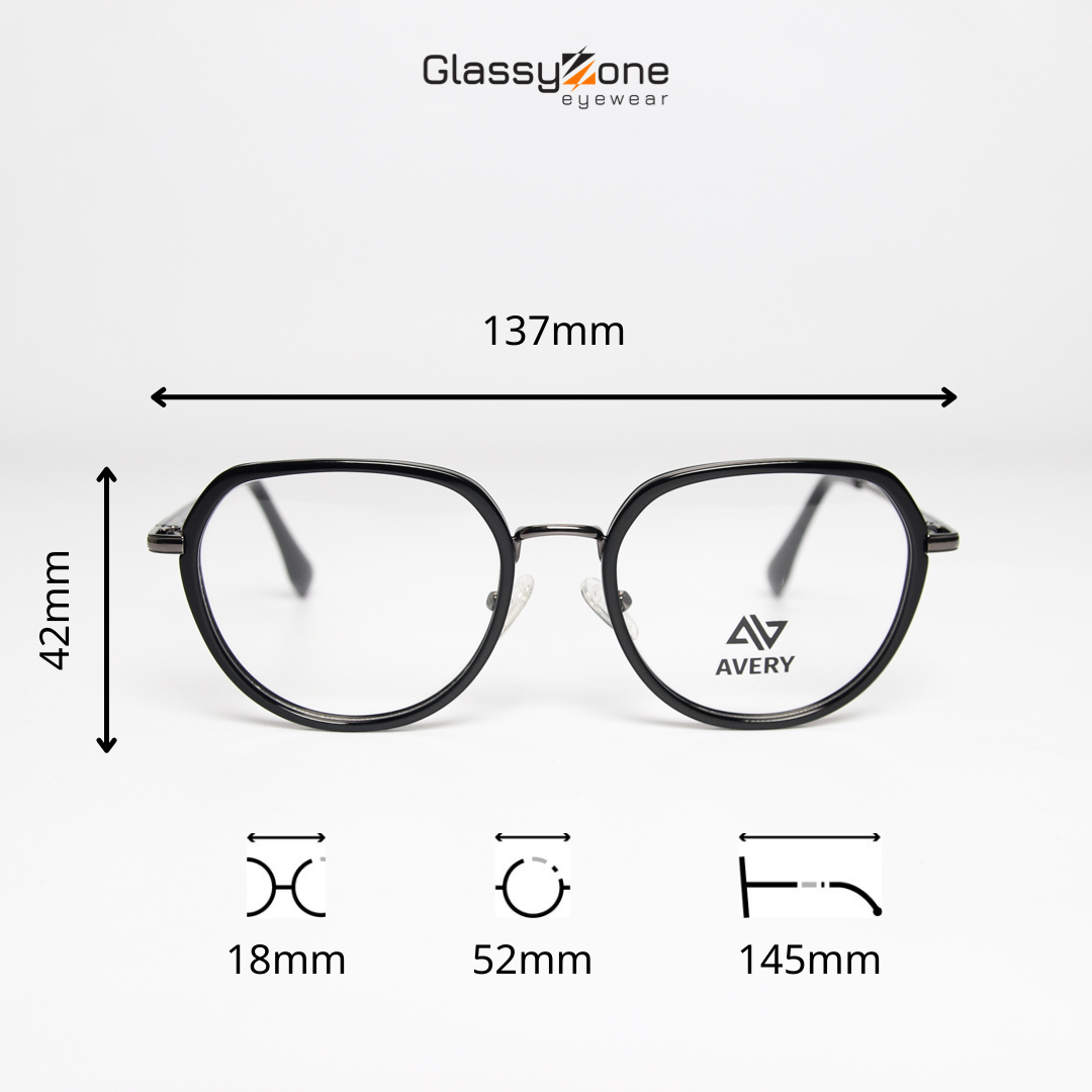 Gọng kính cận, Mắt kính giả cận Acetate Form tròn Nam Nữ Avery 14046 - GlassyZone