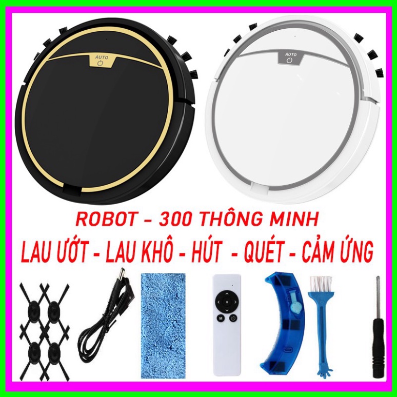 Robot Hút Bụi Tự Động Thông Minh RS300 Điều Khiển Với Nhiều Chế Độ Lau Khô Uớt