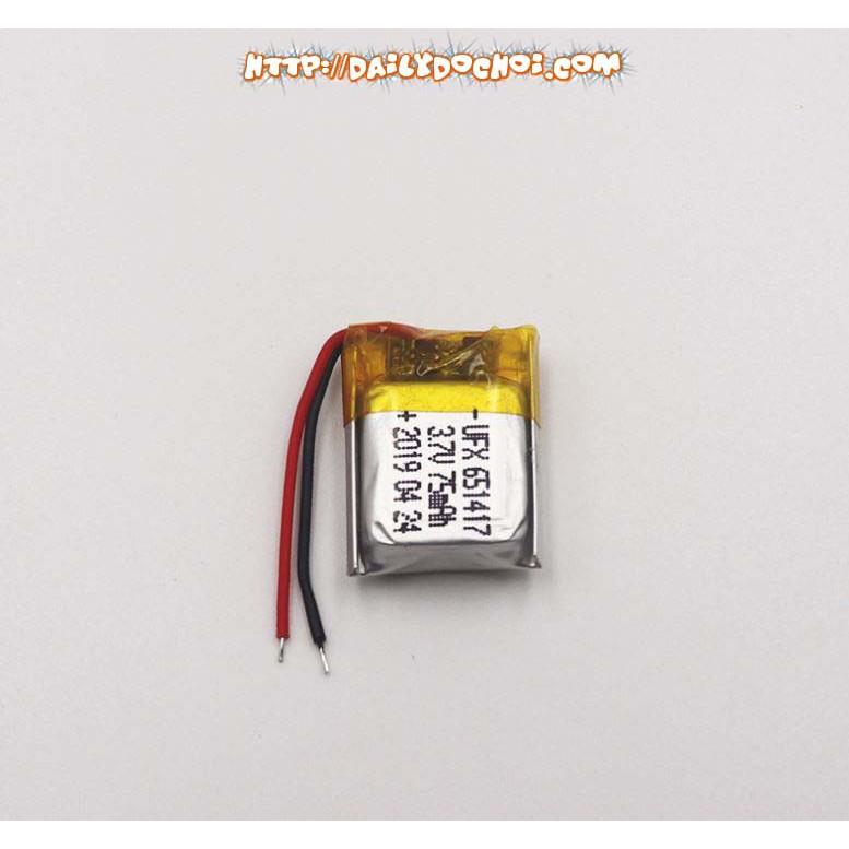 Pin sạc 3.7V dung lượng 75mAh có mạch bảo vệ và hai dây hàn trực tiếp