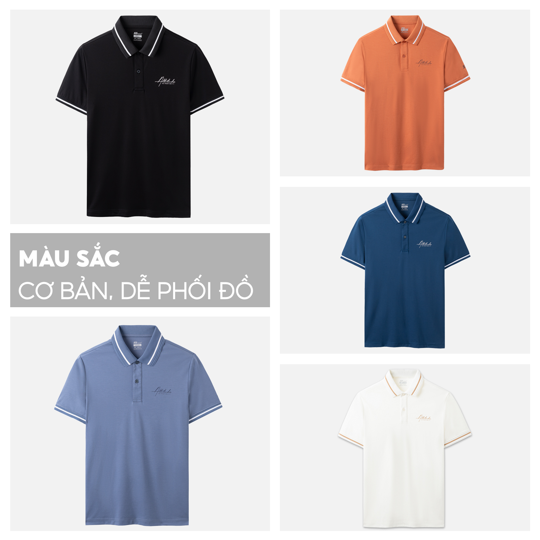Áo Polo Nam 5S ALTITUDE, Chất Liệu Viscose Siêu Mềm Mịn, Thoáng Mát, Thiết Kế Basic, Trẻ Trung, Lịch Lãm (APC23015)
