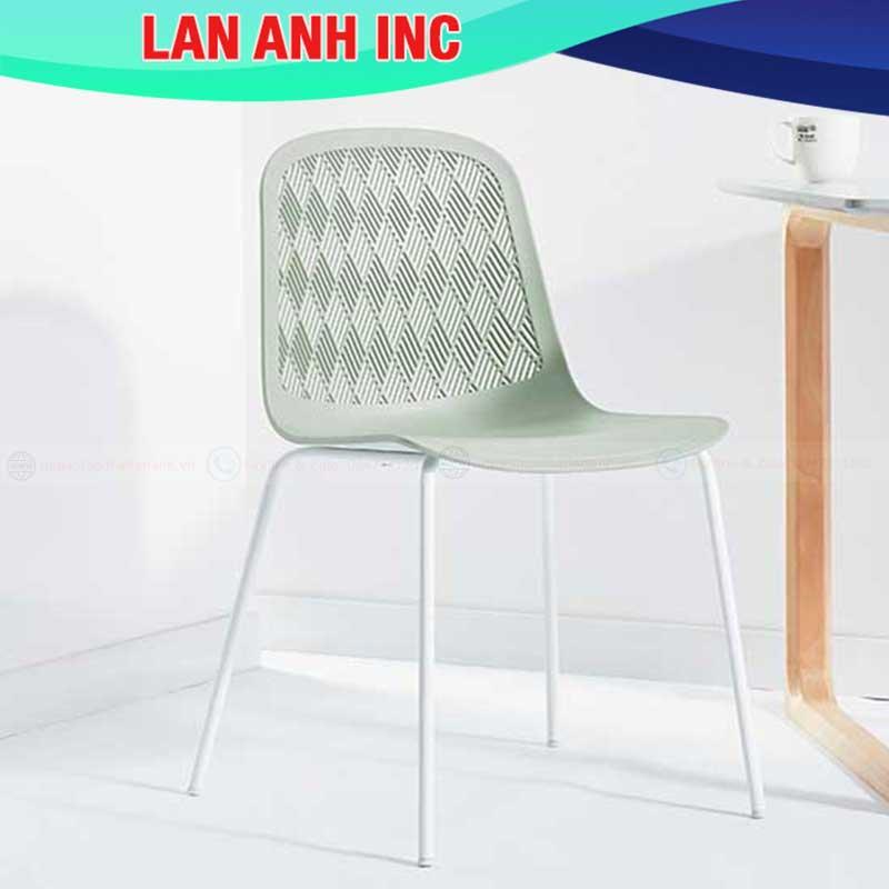 Ghế nhựa cafe văn phòng bàn ăn chân sắt tựa lưng cao đẹp eames LAGE22
