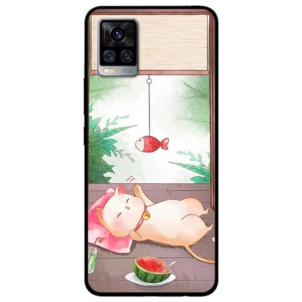 Ốp lưng dành cho Vivo V20 mẫu Mèo Và Điện Thoại