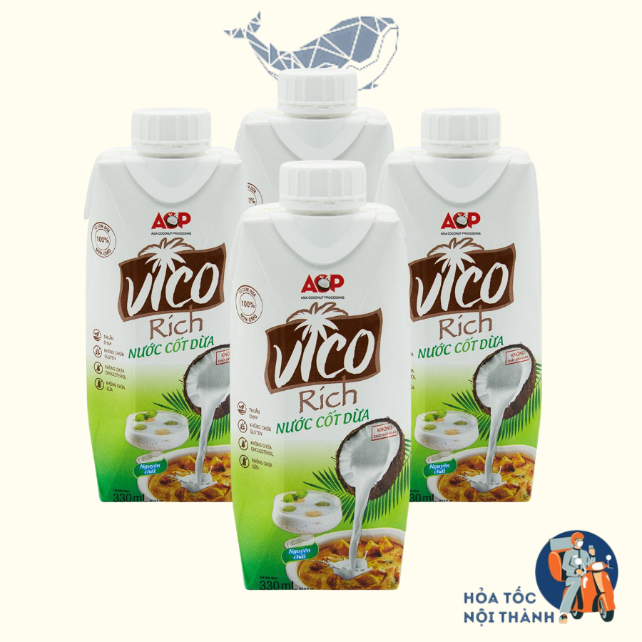 Nước Cốt Dừa Nguyên Chất VICO RICH - 330ml - THƠM - NGON - BÉO