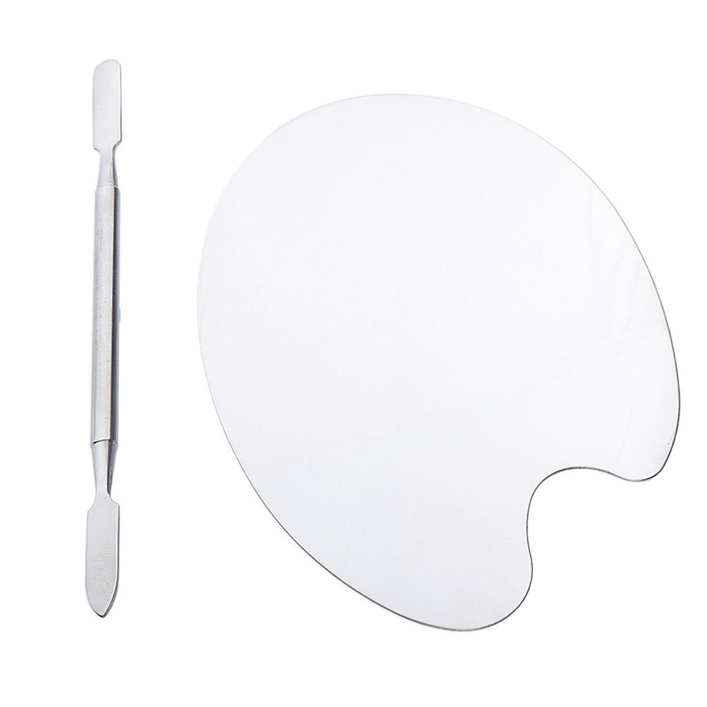 2x Stainless Steel Palette Nail Art Gel Polish Cosmetic Makeup Foundation Mixing Paint Plate DIY Manicure Tool 12.5x9 cm