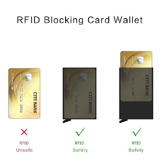 Bóp ví nam đựng thẻ tín dụng, GPLX, CCCD, Card,... có lẫy tự động tích hợp công nghệ chống trộm thông minh RFID