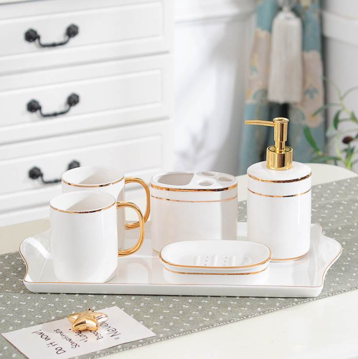 Bộ đựng đồ nhà tắm BATHROOM CORSA GOLD WHITE