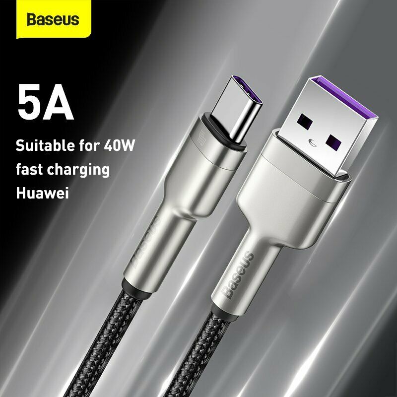 Dây sạc nhanh Baseus 40W Type C, Cáp sạc nhanh Baseus PD 40W Metal Charging Cables USB To Type-C Charger Data Line - Hàng chính hãng