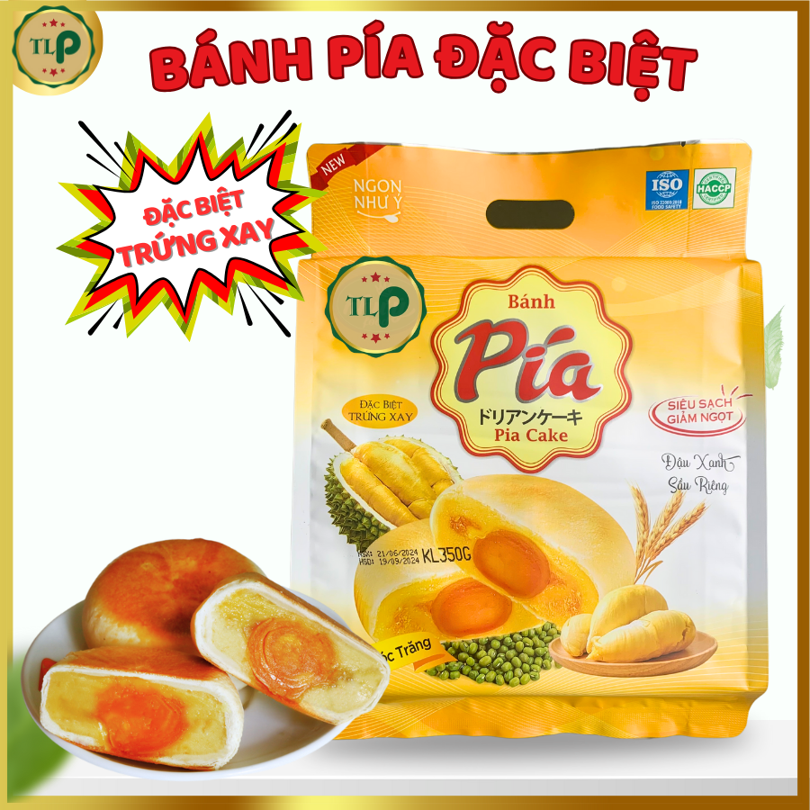 Bánh Pía Đặc Biệt TLP | Nhân Trứng Xay | Vị Đậu Xanh Sầu Riêng | Túi 350g 4 Bánh | Đặc Sản Sóc Trăng