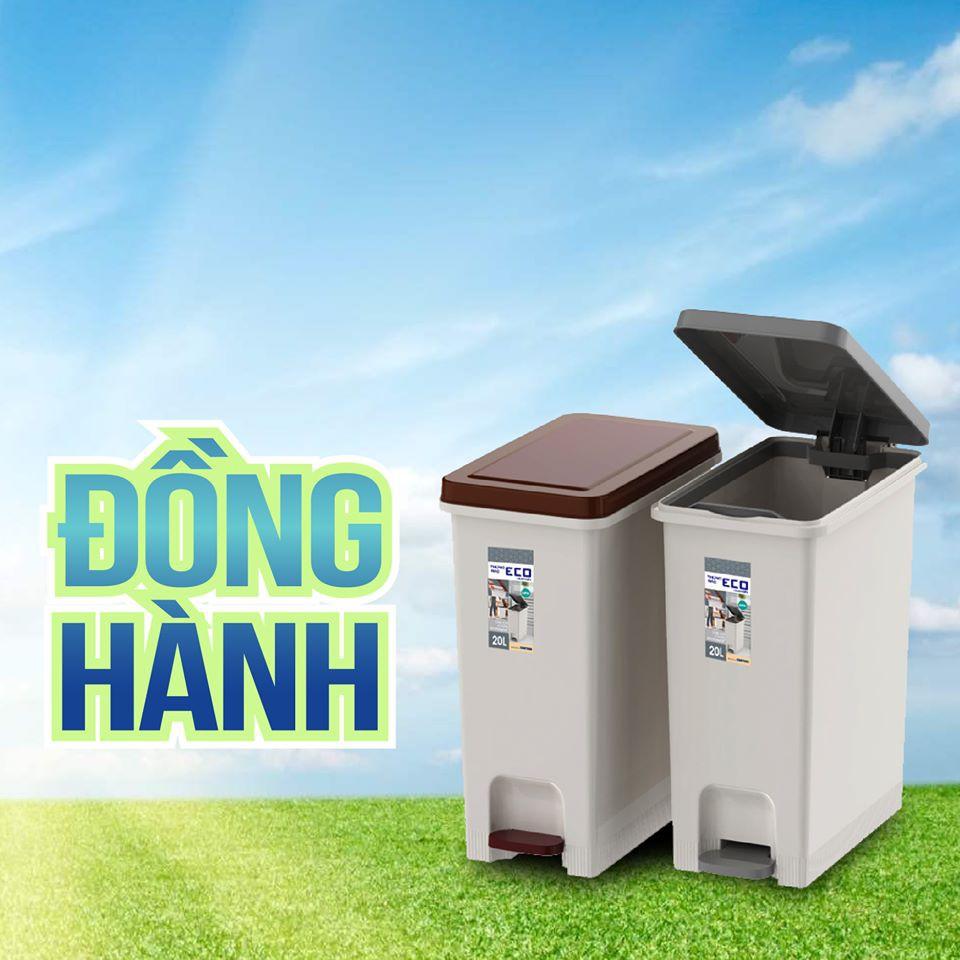 Thùng rác ECO 1 ngăn duy tân TẶNG KÈM 1 KY RÁC DUY TÂN - GIAO NHANH 1H