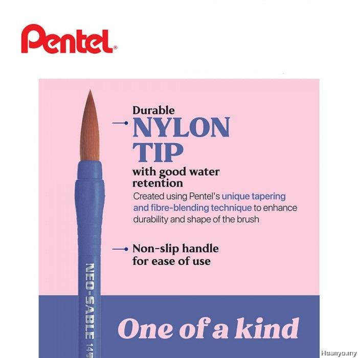 Cọ Vẽ Nylon Neo Sable| Cọ Vẽ Pentel Đầu Dẹt, Đầu Tròn| Cọ Vẽ Lâu Trôi Và Dễ Làm Sạch