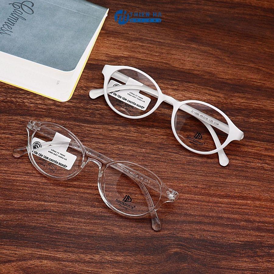 Gọng kính trẻ em dáng tròn THIEN HA OPTICAL nhập khẩu Hàn Quốc nhựa dẻo nhẹ an toàn cho da nhiều màu cute DOUXDOUX D1006
