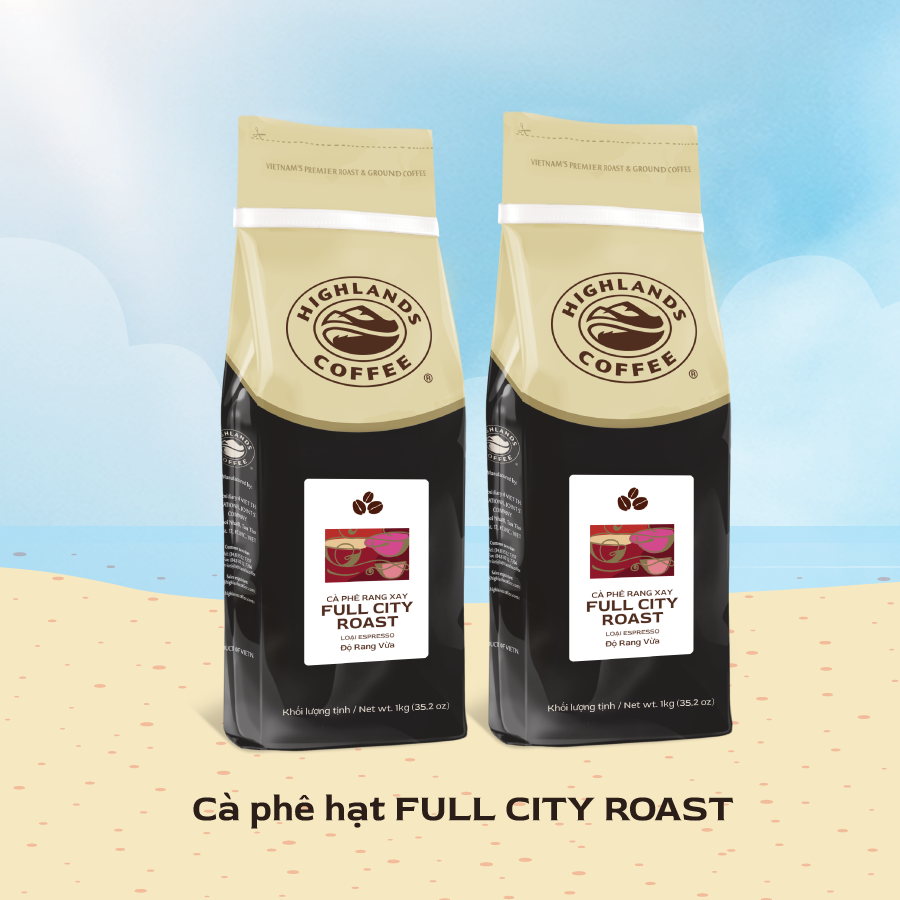 Combo 2 Cà Phê Hạt Full City Roast Highlands Coffee 1kg