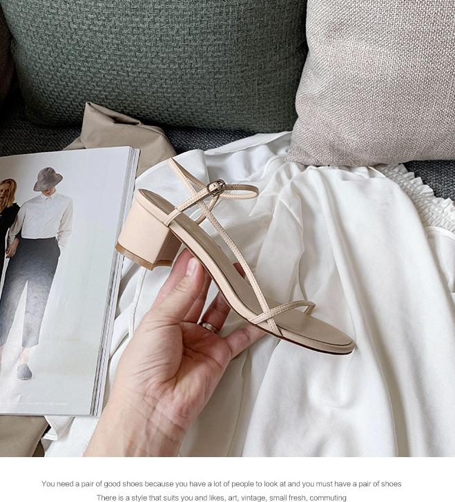 Giày Cao Gót Sandal Nữ Đẹp Gót 5 phân Da Mờ Cao Cấp Phong Cách Hàn Quốc Thiết Kế Dây Ngang Mảnh Phối Quai Cài Hở Đầu Gót Đế Vuông