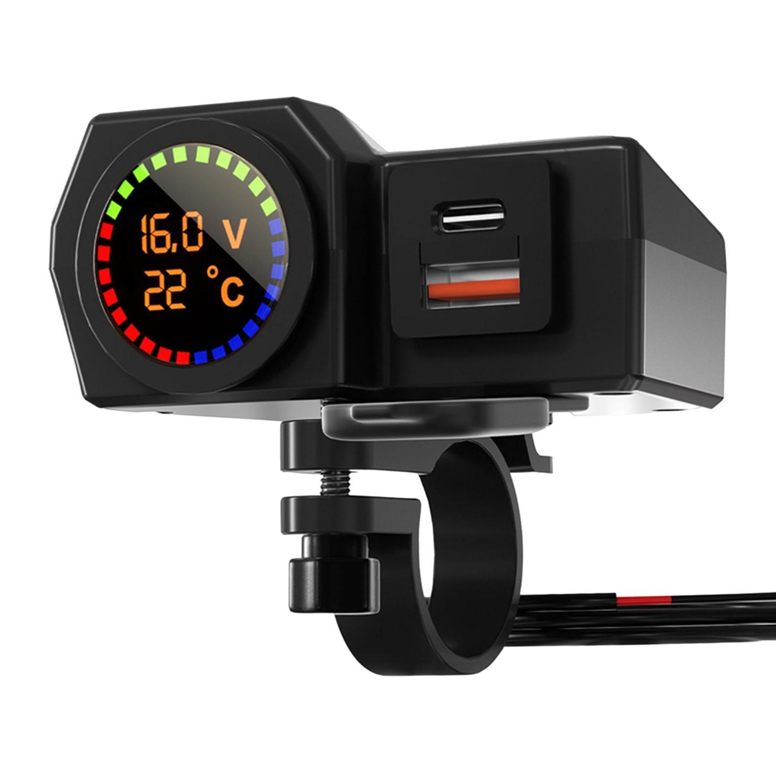 12V-24V Motorcycle USB Phone Charger QC 3.0 Port for Smartphone Cameras