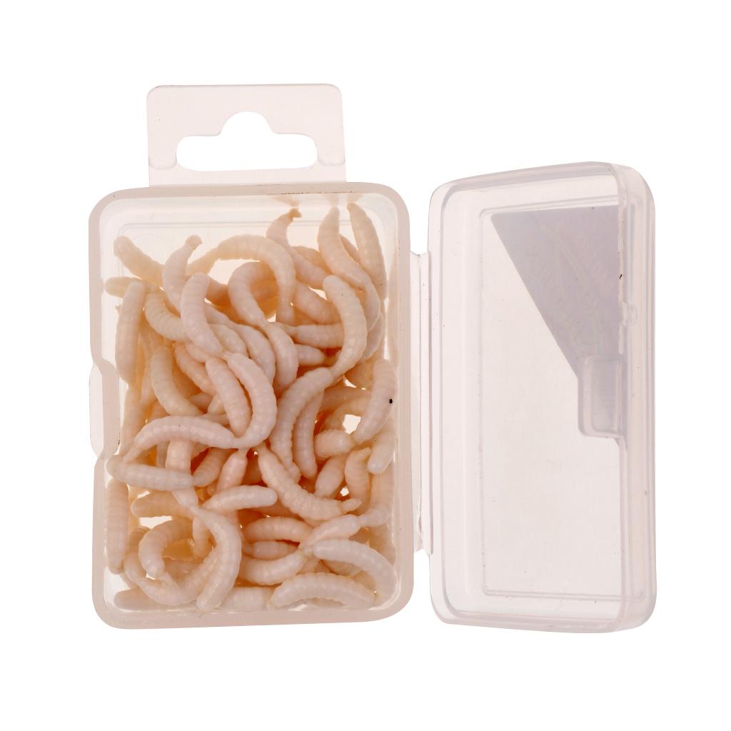 120Pcs/Box White Fishing Maggots Soft Worms Lure Strong Fishy Fishing Bait